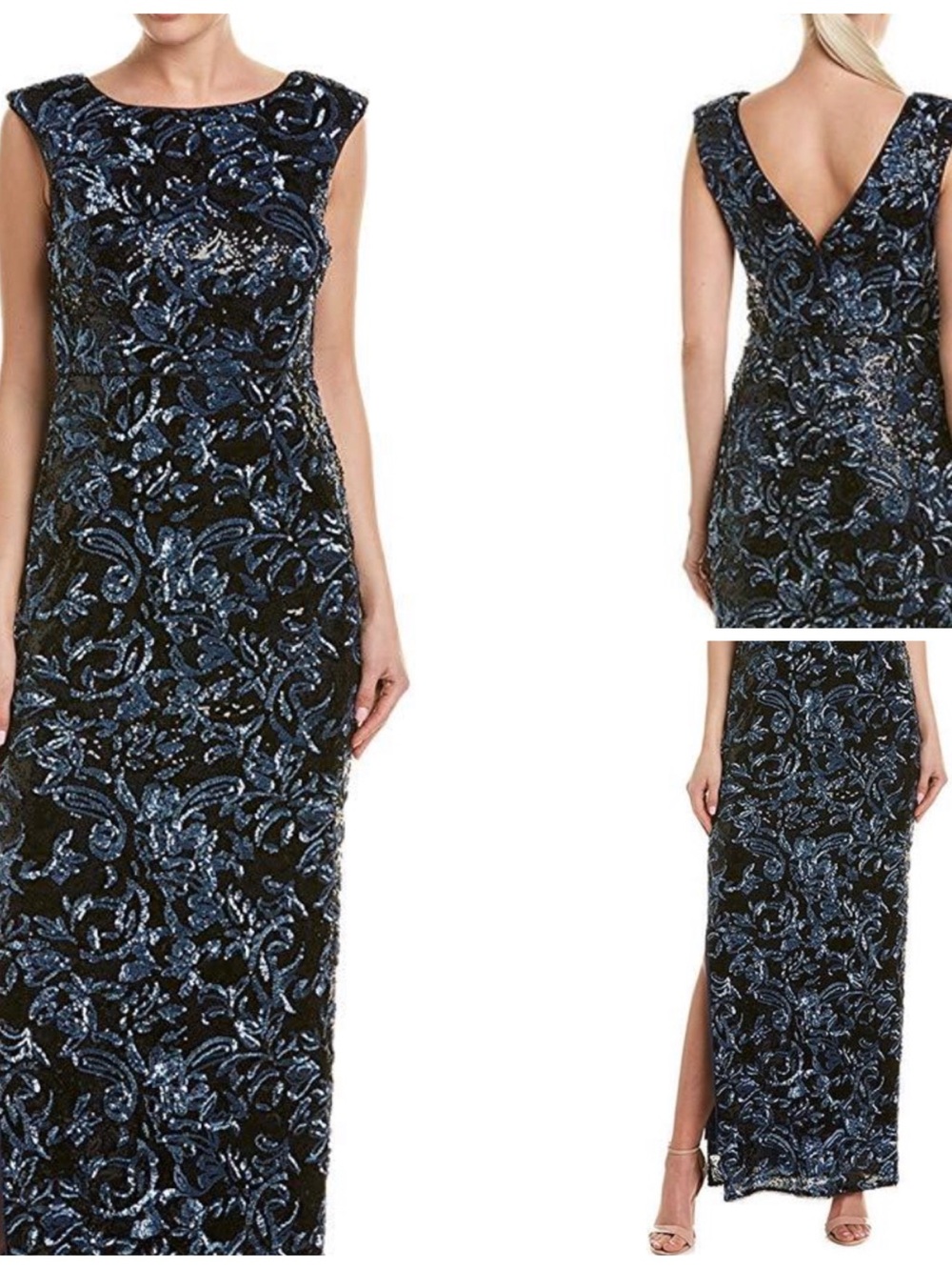 NWOT AIDAN MATTOX BATEAU NECKLINE SEQUIN COLUMN DRESS FORMAL PROM SIZE 12